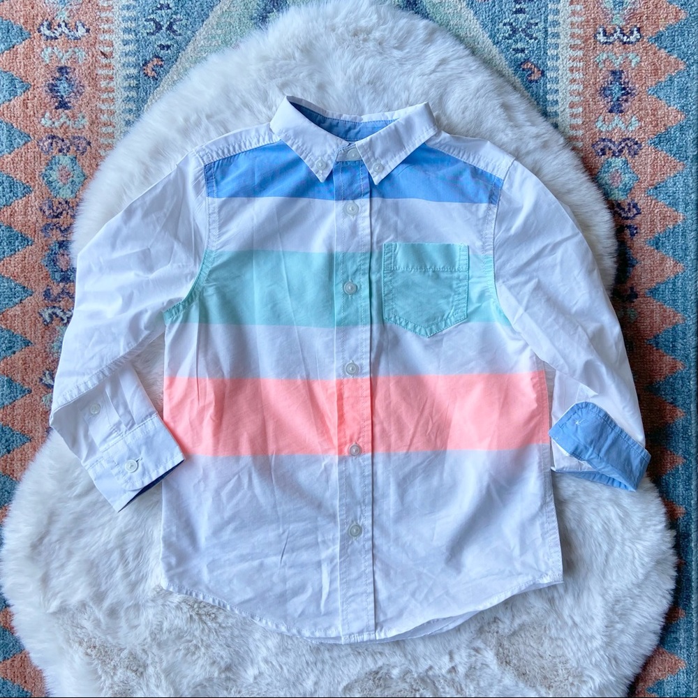 Target Cat & Jack boys button down shirt Easter spring white pastel kids 4/5 xs